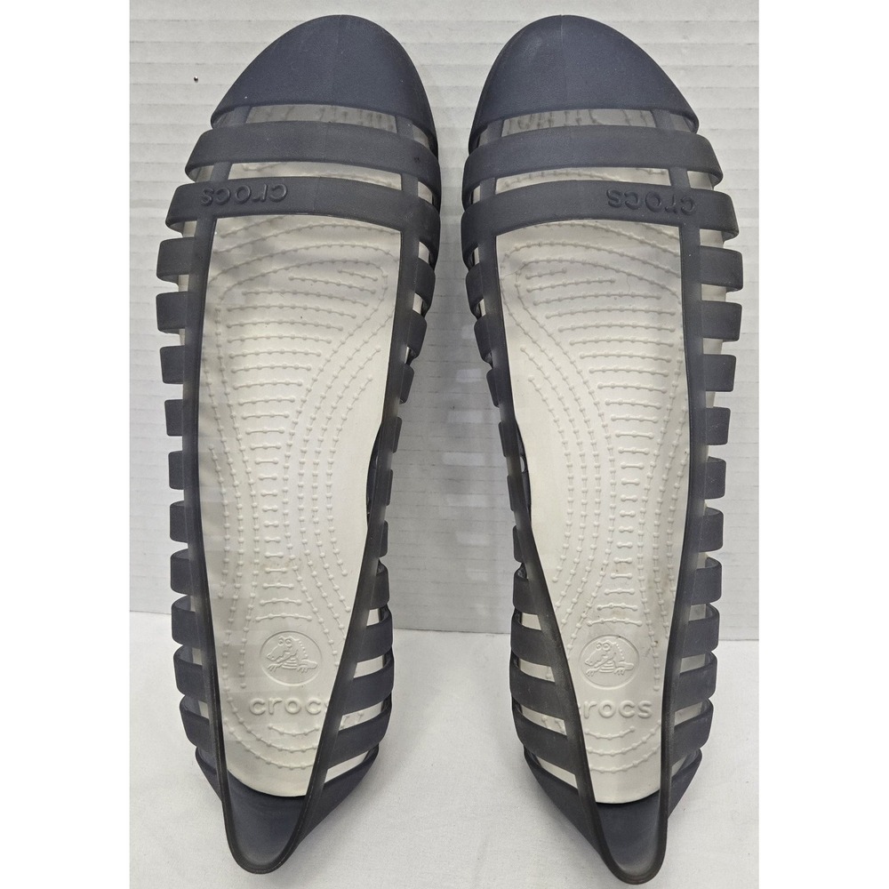 Crocs Adrina II Closed Toe Slip-On Jelly Flats - Women's Size 9 - Dark Grey VGUC